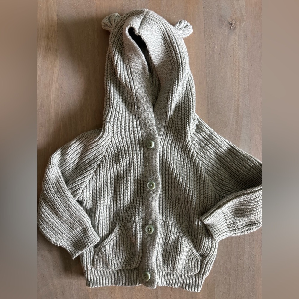 Jamie Kay - OG Bear Knit Cardigan in soft sea foam blue